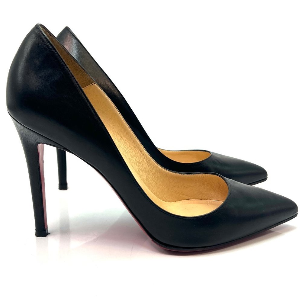 Christian Louboutin Pigalle 100 Black Calf Leather Heels Euro 37.5
